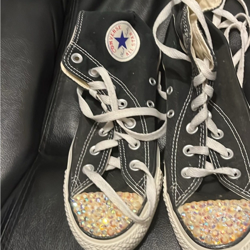 Converse Black High-Tops with Sparkling Toes